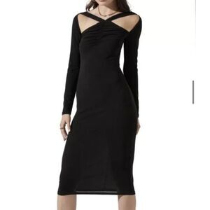 ASTR The Label Cutout Detail Long Sleeve Bodycon Midi Dress | Size XS